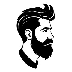 silhouette of hipster man head white background