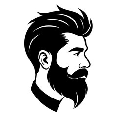 silhouette of hipster man head white background