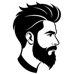 silhouette of hipster man head white background