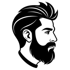silhouette of hipster man head white background
