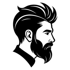 silhouette of hipster man head white background