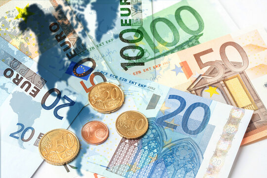 euro bank note on white background.