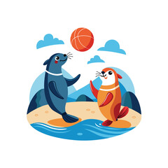 Cute Animal Playing Vector Illustration. Animal Nature Icon Concept