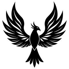 Bird with ablaze wings vector silhouette