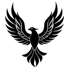Bird with ablaze wings vector silhouette