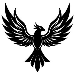 Bird with ablaze wings vector silhouette