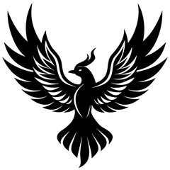 Bird with ablaze wings vector silhouette