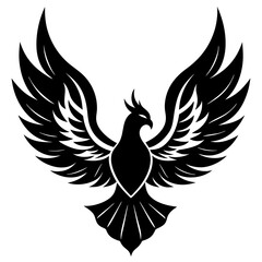 Bird with ablaze wings vector silhouette