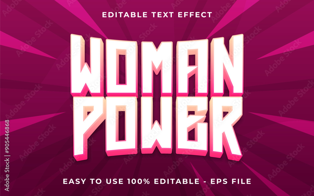 Aufkleber 3d woman power gradient sparkle text style effect template editable text effect