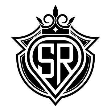 recommend clip art: SR logo with crown shape design template vector silhouette 