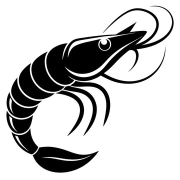 recommend clip art: Minimalistic shrimp vector silhouette