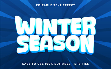 3d Winter Season gradient sparkle text style effect template editable text effect