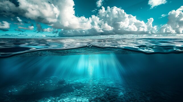 Sunbeams Illuminating the Ocean Depths
