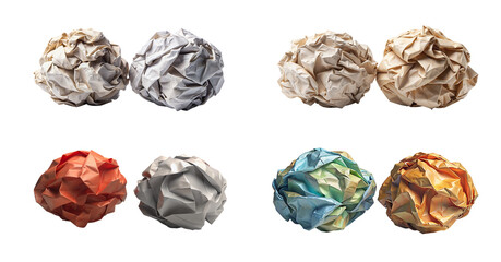 Detailed Crumpled Paper Balls Collection with a Transparent Background – Perfect for Textures and Stationery Graphics