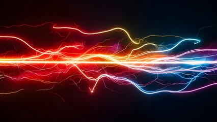 Lively conceptual light streaks red, blue, yellow, and purple, getting across a dull background