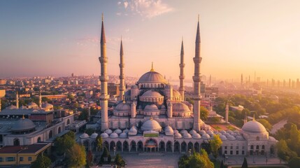 Fototapeta premium Sunrise Over the Blue Mosque in Istanbul
