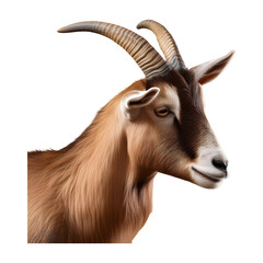 goat with horns isolated on transparent background