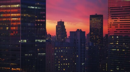 Cityscape at Sunset, a Symphony of Glass and Light