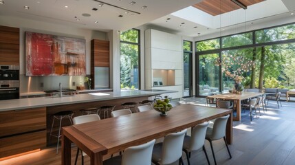 Modern Kitchen and Dining Room with a View