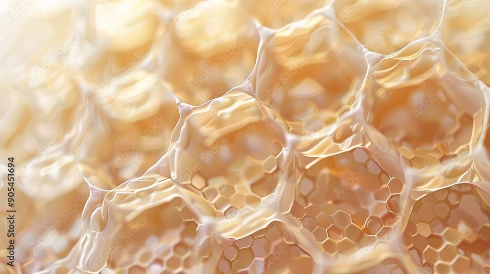 Aufkleber golden honeycomb pattern. a close-up view of a golden honeycomb showcases its intricate pattern and 