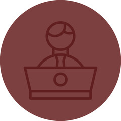 Office Worker Vector Line Maroon Circle Maroon