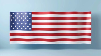 Obraz premium Waving American Flag on a Blue Background