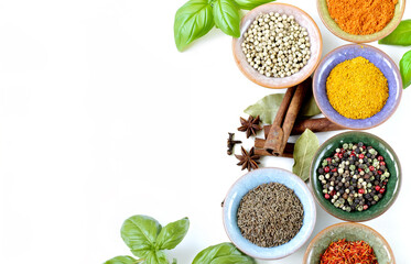 Assorted spices and aromatic herbs for food