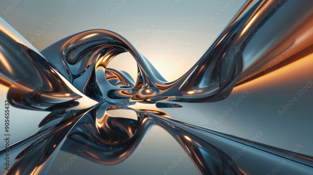 Aufkleber metallic flow abstract design. shiny chrome liquid design with modern curves, perfect for representi