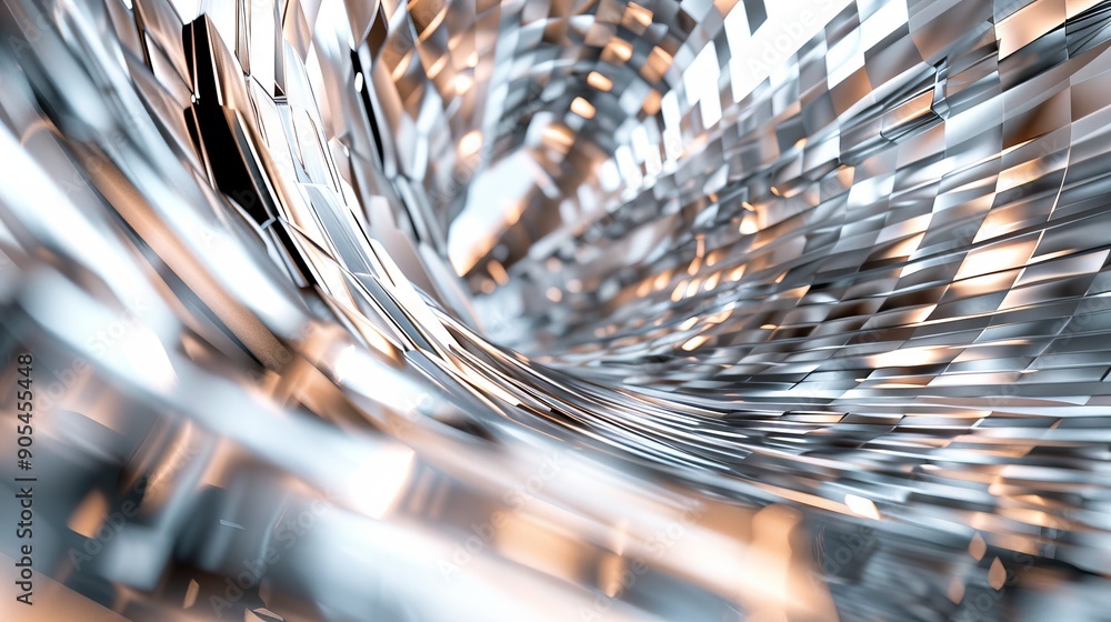 Aufkleber metallic tunnel abstract design. abstract image of a futuristic metallic tunnel, with a sense of spe