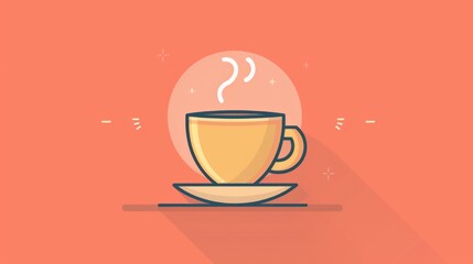 Obraz premium Hot beverage minimalist illustration. Minimalist illustration of a steaming mug, ideal for conveying warmth, relaxation, and the simple pleasure of a hot drink.