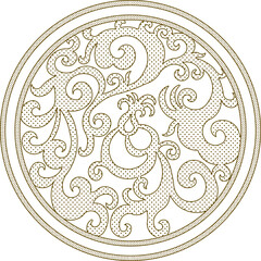 Sketch vector illustration silhouette design decorative ornament mandala rosette classic vintage floral european
