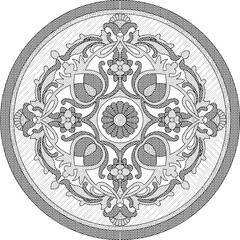 Sketch vector illustration silhouette design icon baground logo symbol ornament mandala rosette classic vintage floral european