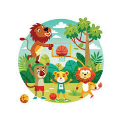 Cute Animal Playing Vector Illustration. Animal Nature Icon Concept