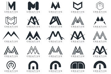 Mega logo collection, Abstract letter M logo design. icons for business	