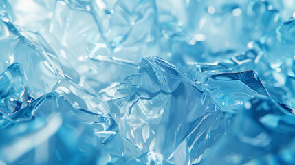 Abstract blue crumpled ice surface with reflective texture. Abstract background for Design poster, banner, wallpaper.