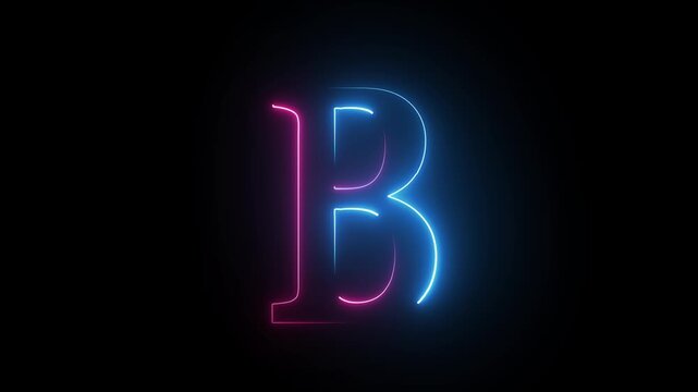 B capital futuristic letter with neon colors and black background