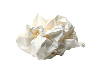 Crumpled paper white ball close-up isolated on a transparent background.