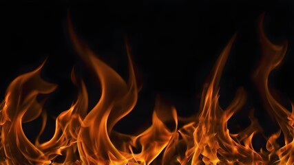 Fototapeta premium Fire flames on black background.