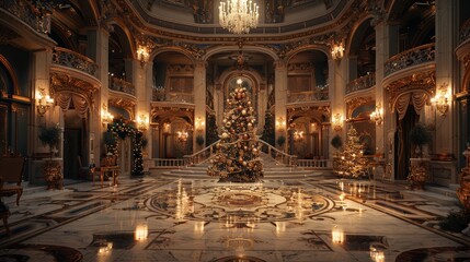 Elegant Christmas Celebration in a Lavish Historic Mansion During the Holiday Season