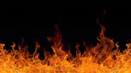 Fire flames on black background.