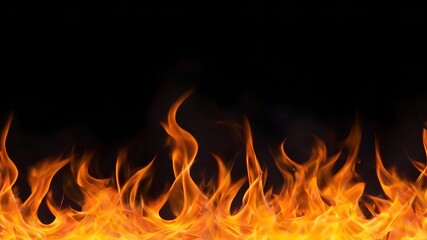Fire flames on black background.