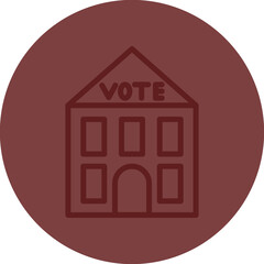 Election Polling Station Vector Line Maroon Circle Maroon