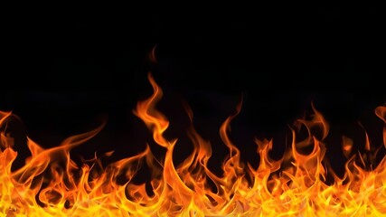 Fire flames on black background.