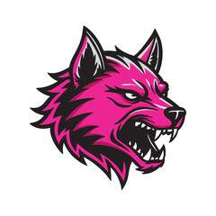 head of an evil pink growling wolf. vector illustration