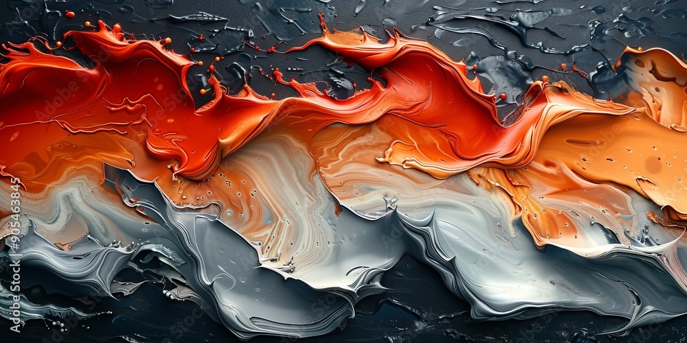 Poster textured abstract painting with layered brushstrokes and rich colors, adding depth and complexity