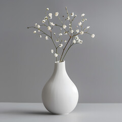 White ceramic vase isolated on grey background