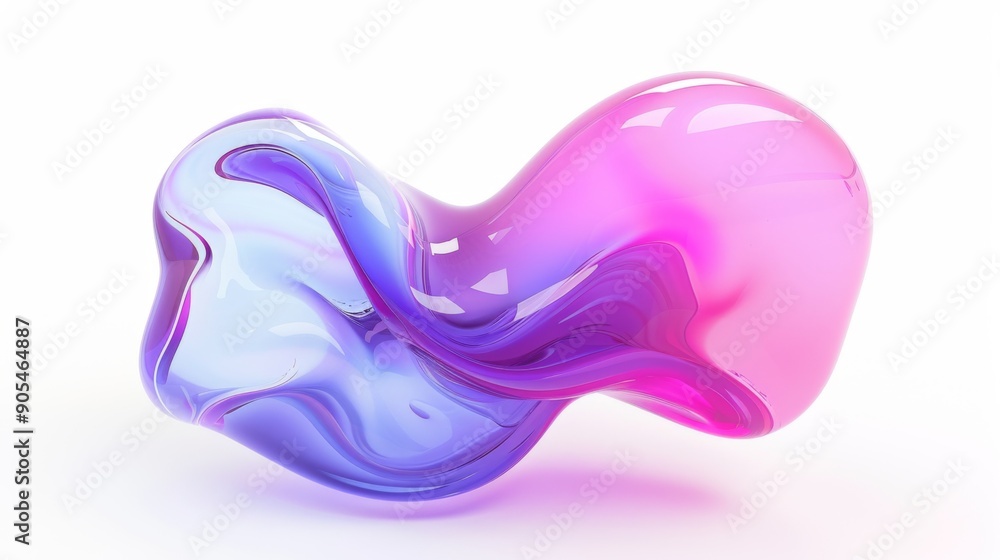 Wall mural 3d render of abstract gradient colorful fluids drop, soap bubble, blob that floating on the air isol