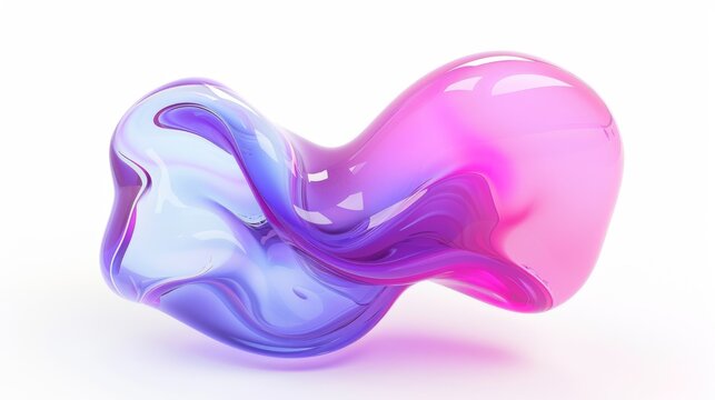 3d render of abstract gradient colorful fluids drop, soap bubble, blob that floating on the air isolated on white background