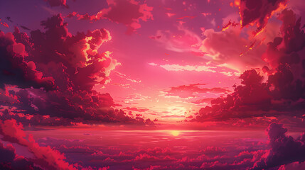 anime night sky with clouds background,generative ai