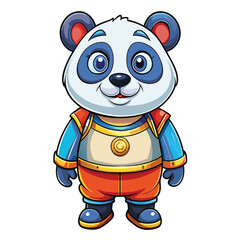 Cartoon Panda in a Spacesuit with a Yellow Emblem